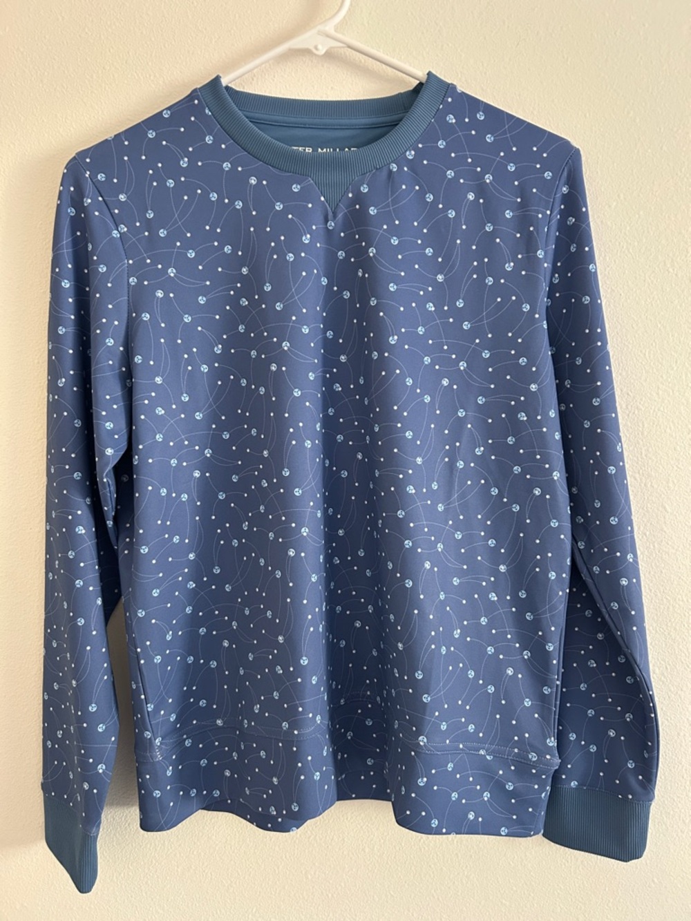 Peter Millar Womens Blue Lumi-Knit UPF 50 Golf‎ Crewneck Pullover Top Sz Small
